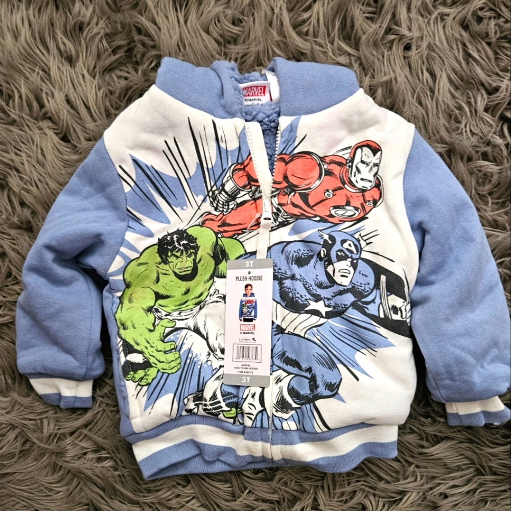 NWT Marvel Fleeced Lined Hooded Jacket - 3T - Picture 4 of 5